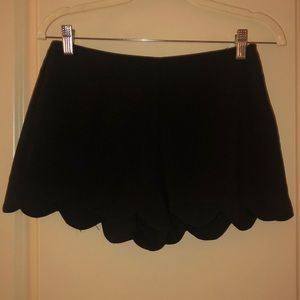 Black Scalloped Shorts